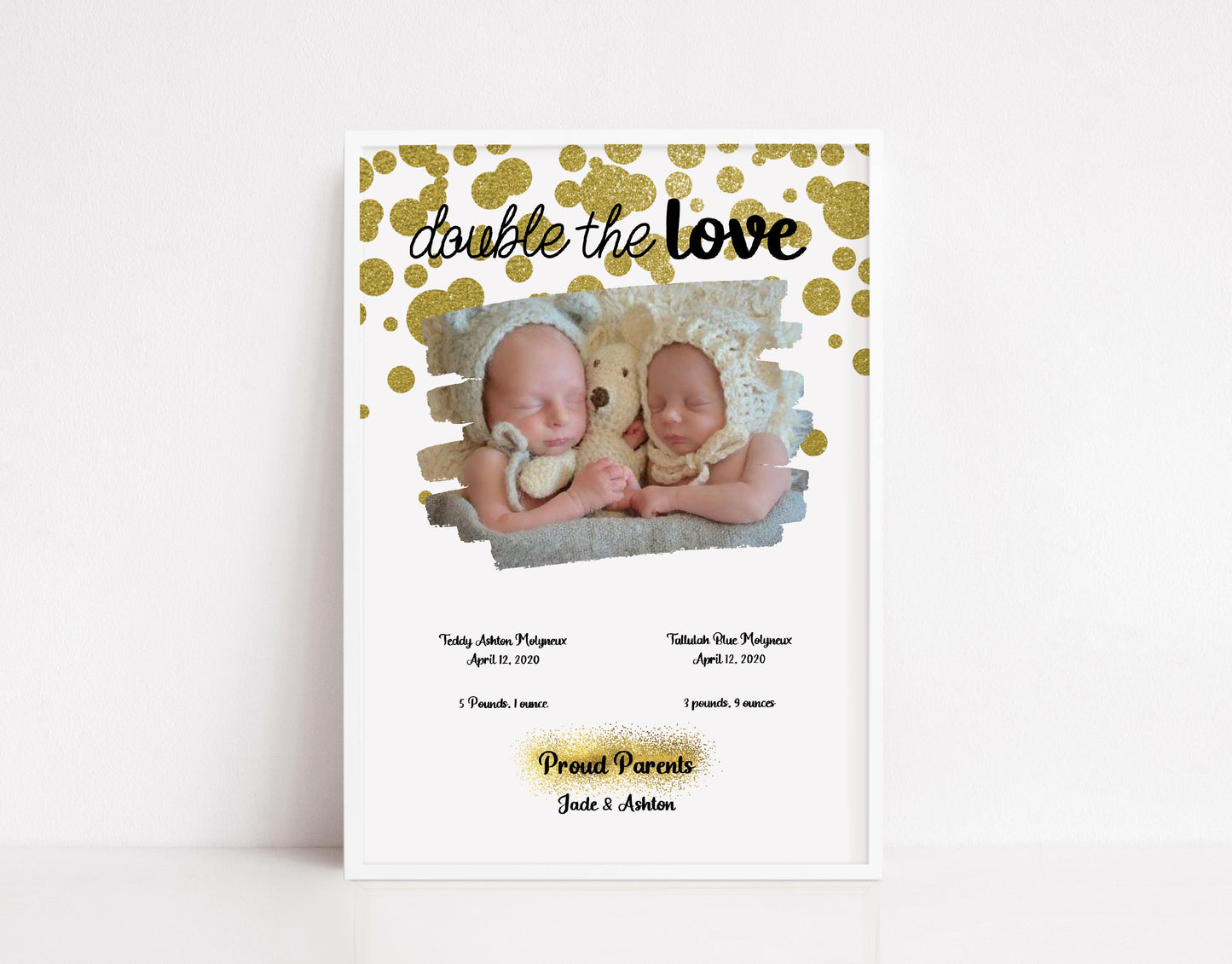 Newborn Print | Double The Love Twins | New Baby Gift | New Baby Print