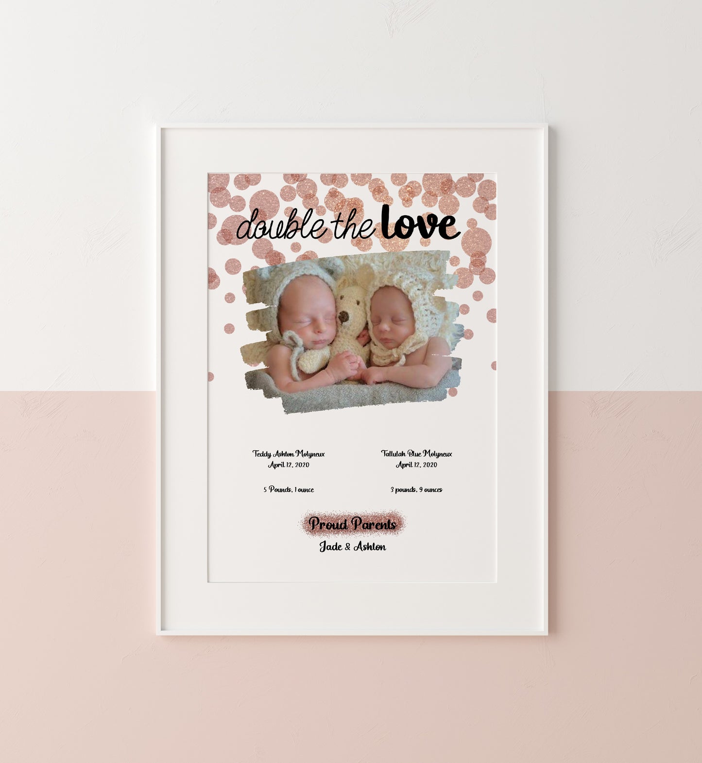 Newborn Print | Double The Love Twins | New Baby Gift | New Baby Print