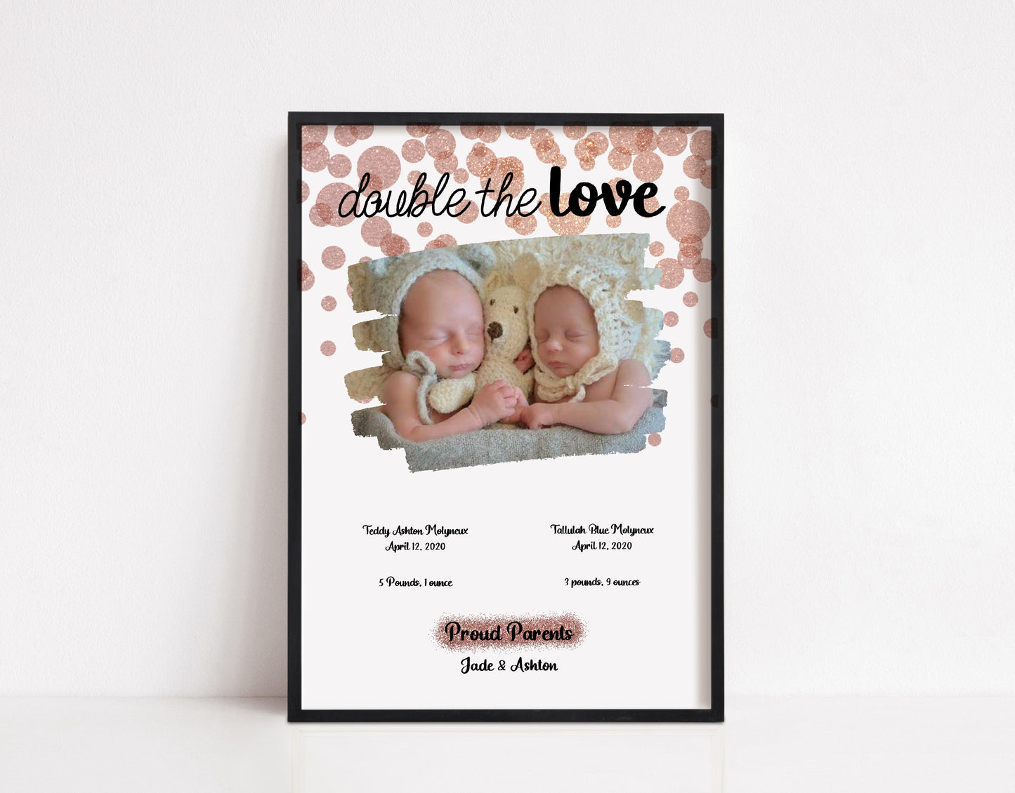 Newborn Print | Double The Love Twins | New Baby Gift | New Baby Print