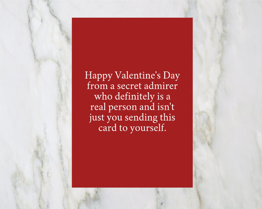Valentines Card | Secret Admirer | Funny Card | Joke Card