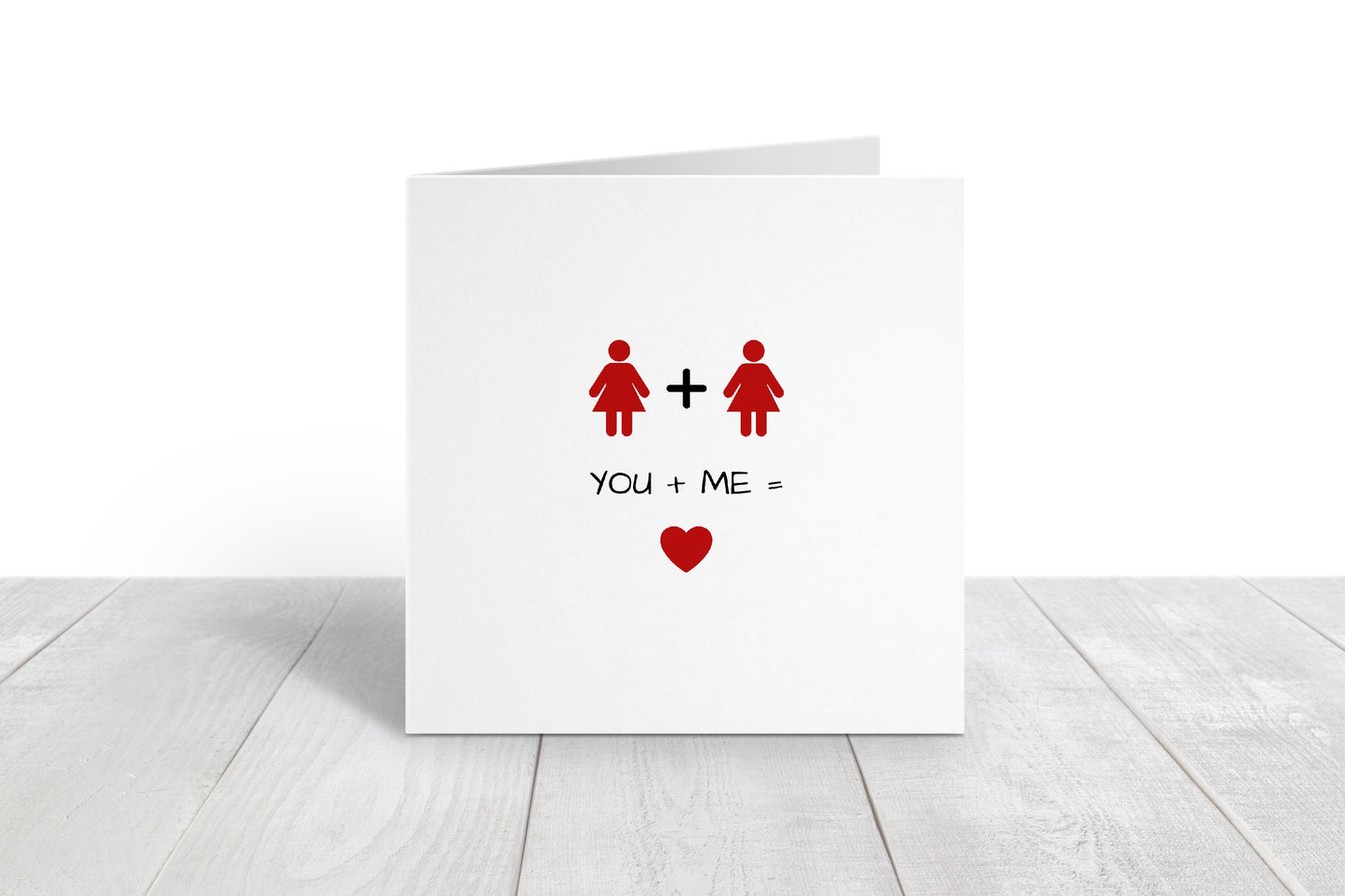 Valentines Card | Anniversary Card | You Plus Me Equals Love | Same Sex Card