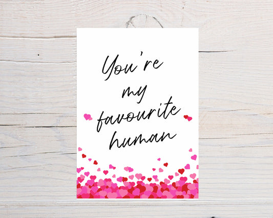 Valentines Card | Anniversary Card | You're My Favourite Human | Friend Card | Couples Card