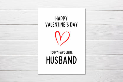 Valentines Card | Happy Valentine's Day To My Favourite Husband | Funny Valentines Card
