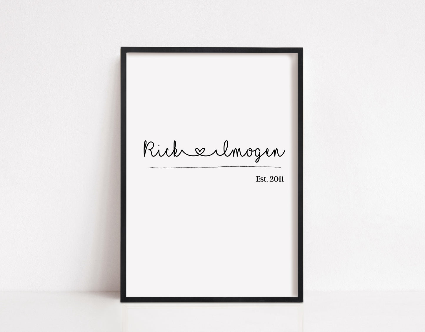 Personalised Simple Name Print | Memorable Date Print | Anniversary Gift | Couples Gift