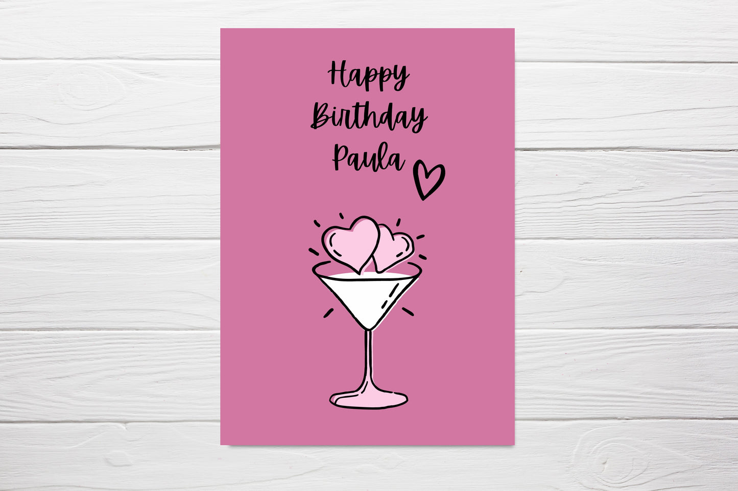 Personalised Pink Birthday Card | Happy Birthday Greetings Card | Card For Her