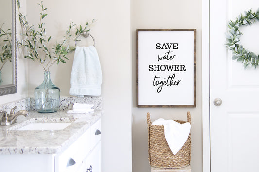 Bathroom Print | Save Water, Shower Together | Quote Print | Bathroom Decor