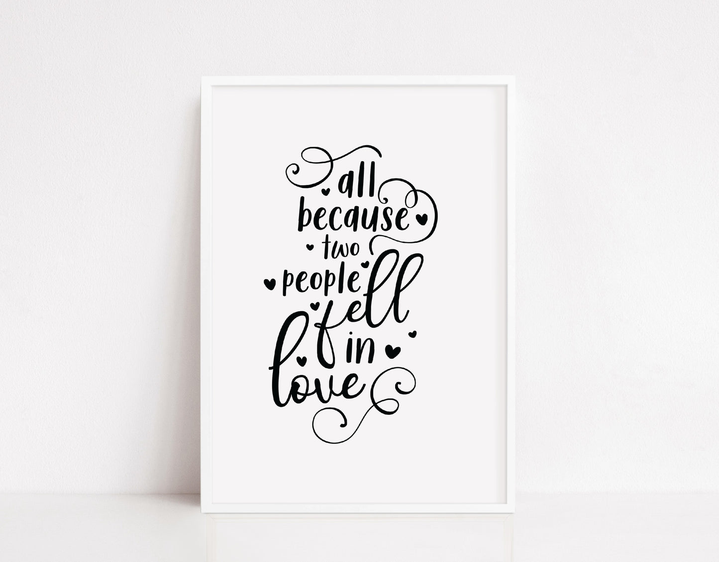 Nursery Print | All Because Two People Fell In Love | Quote Print (Design 1)