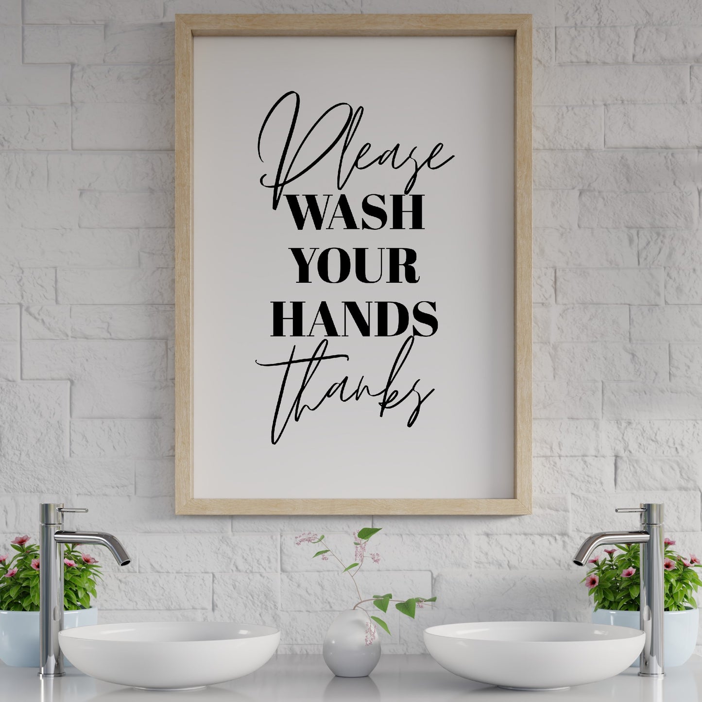 Bathroom Print | Please Wash Your Hands Thanks | Quote Print | Bathroom Decor