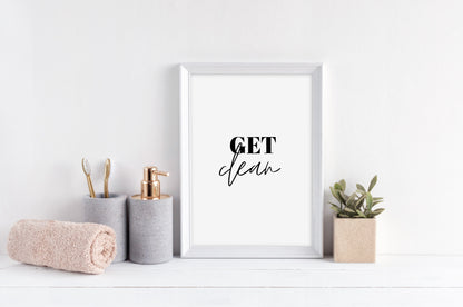 Bathroom Print | Get Clean | Quote Print | Bathroom Decor