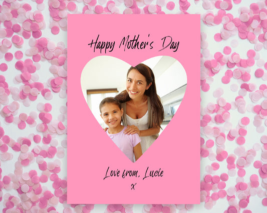 Mothers Day Card | Personalised Heart Photo Card | Custom Photo Card