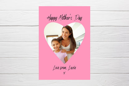 Mothers Day Card | Personalised Heart Photo Card | Custom Photo Card