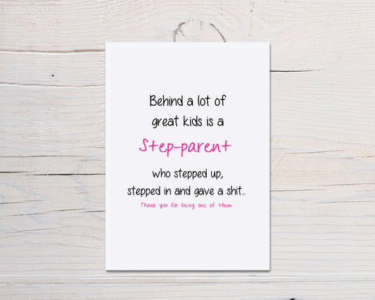 Mothers Day Card | Behind A Lot Of Great Kids Is A Step-Parent | Step Parent Card