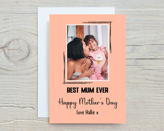 Mothers Day Card | Personalised Best Mum Ever | Photo Card