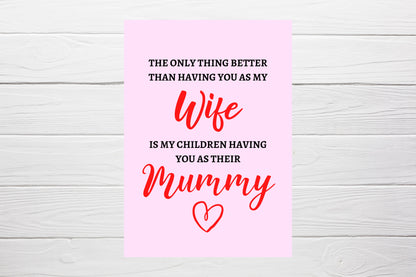 Mothers Day Card | Wife Mummy Card | Cute Card | Happy Mother's Day