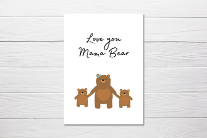 Mothers Day Card | Love You Mama Bear | Cute Card