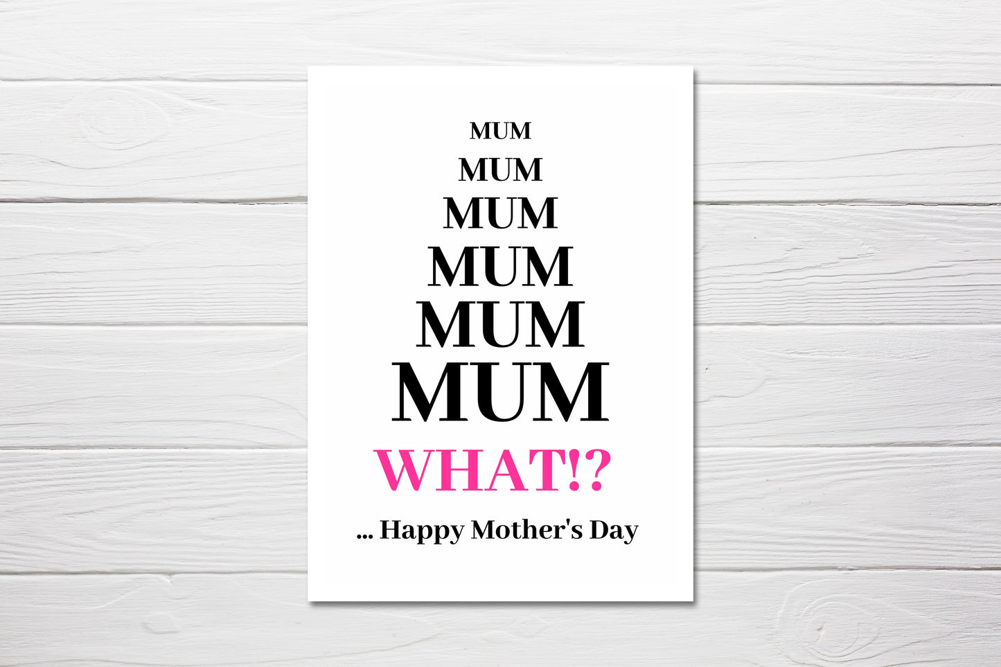 Mothers Day Card | Mum, What?! Happy Mother's Day | Funny Card
