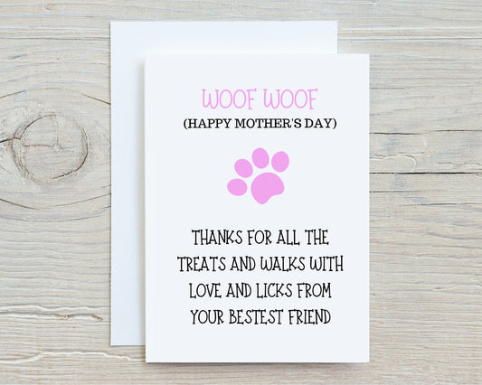 Mothers Day Card | ''Woof Woof'' Happy Mother's Day Card | Pet Card