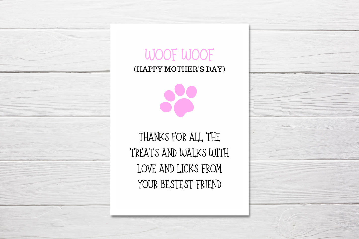 Mothers Day Card | ''Woof Woof'' Happy Mother's Day Card | Pet Card