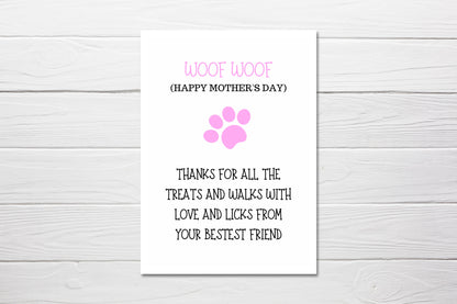 Mothers Day Card | ''Woof Woof'' Happy Mother's Day Card | Pet Card