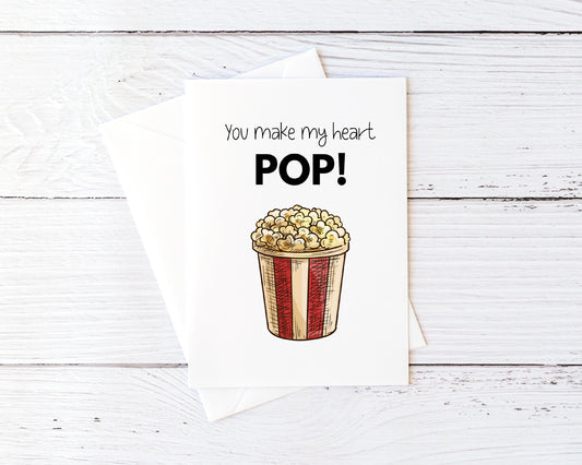 Valentines Card | Anniversary Card | You Make My Heart Pop | Love Card | Couples Card