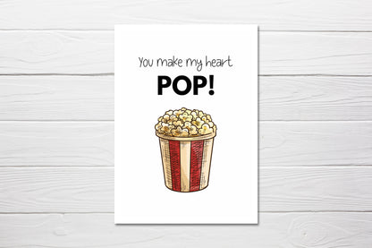 Valentines Card | Anniversary Card | You Make My Heart Pop | Love Card | Couples Card
