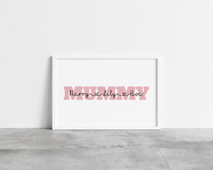 Mummy Print | Personalised Mummy And Children | Mummy Gift | Mother's Day Gift