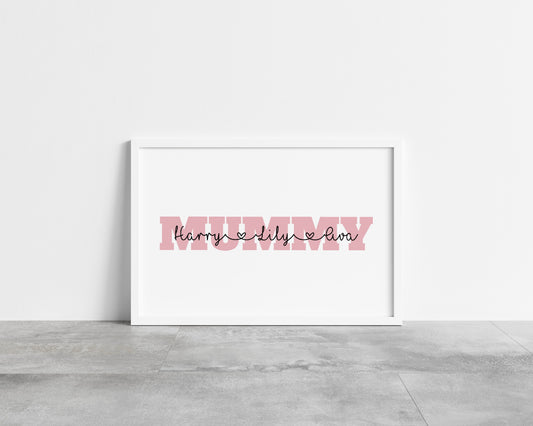 Mummy Print | Personalised Mummy And Children | Mummy Gift | Mother's Day Gift