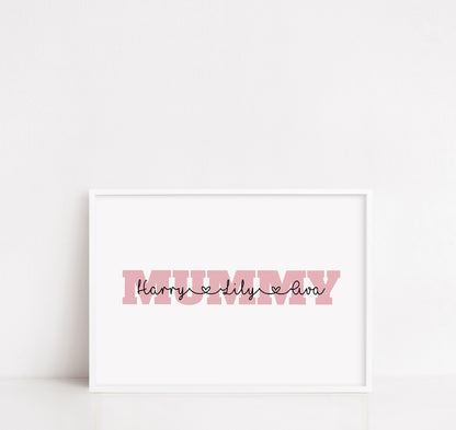 Mummy Print | Personalised Mummy And Children | Mummy Gift | Mother's Day Gift