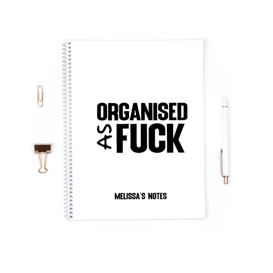 Personalised Notebook | Organised As Fuck | Funny Notebook | Notebook Gift