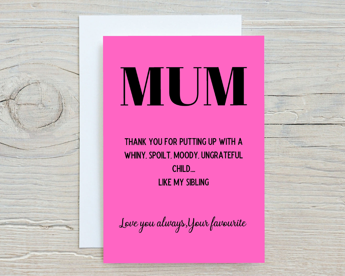 Mothers Day Card | Thank You For Putting Up With My Sibling | Funny Card
