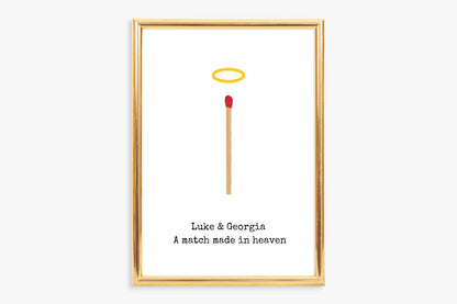 Couples Print | A Match Made In Heaven | Personalised Print | Anniversary Print | Valentines Day Print