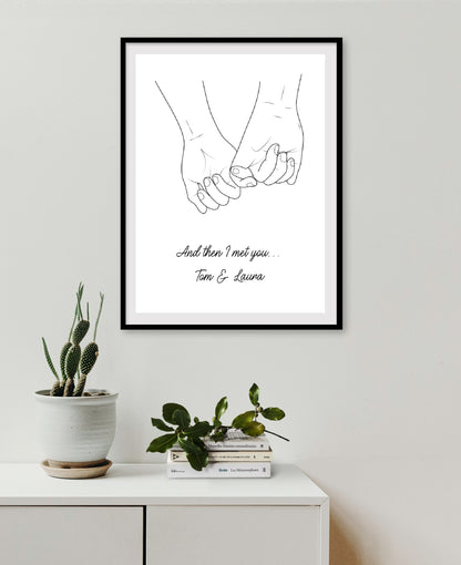 Couples Print | And Then I Met You | Personalised Print | Anniversary Print | Valentines Day Print