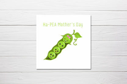 Mothers Day Card | Ha-pea Mother's Day Family Card | Cute Card (Design 1)