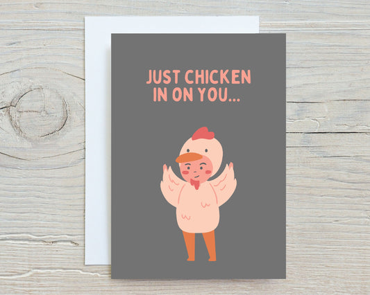 Thinking Of You Card | Just Chicken In On You | Funny Card