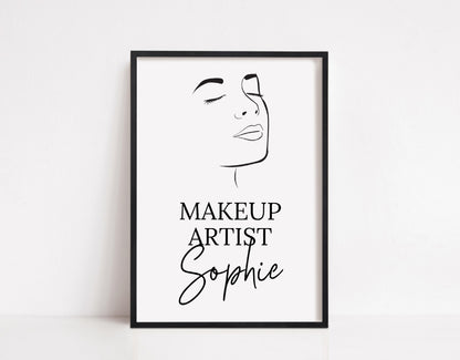 Personalised Salon Face Print | Job Role | Makeup Artist | Makeup Print | Makeup Studio Print