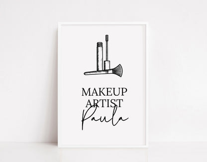 Personalised Salon Makeup Brushes Print | Job Role | Makeup Artist | Makeup Print | Makeup Studio Print