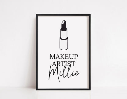 Personalised Salon Lipstick Print | Job Role | Makeup Artist | Makeup Print | Makeup Studio Print