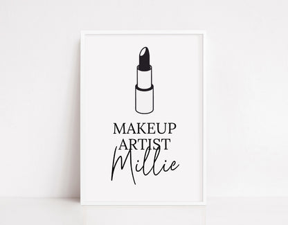 Personalised Salon Lipstick Print | Job Role | Makeup Artist | Makeup Print | Makeup Studio Print