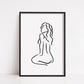 Drawing Print | Woman Naked Line Art Drawing | Self Love Print