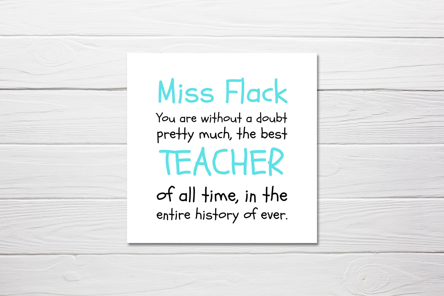 Teacher Card | Best Teacher Of All Time | Personalised Name Card