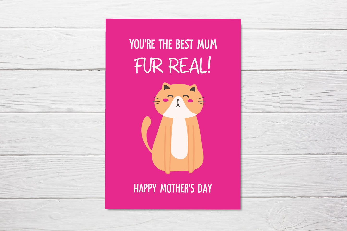 Mothers Day Card | You're The Best Mum, Fur Real! | Cute Cat Mum Card