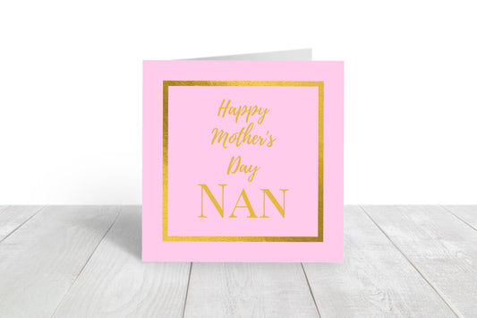 Mother's Day Card | Happy Mother's Day Nan | Pink Card | Cute Card