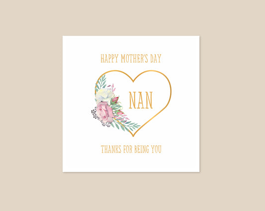 Mother's Day Card | Happy Mother's Day Nan | Cute Card