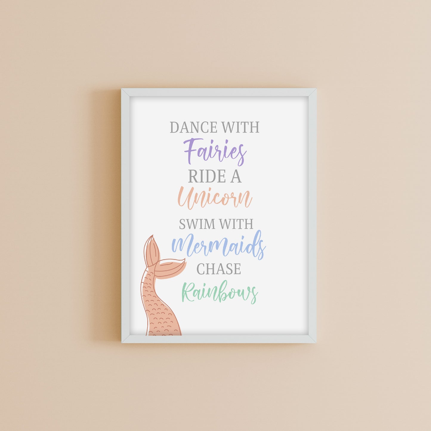 Girly Print | Bedroom Print | Girls Bedroom Print | Mermaid Print | Unicorn Print | Rainbows Print | Fairies Print