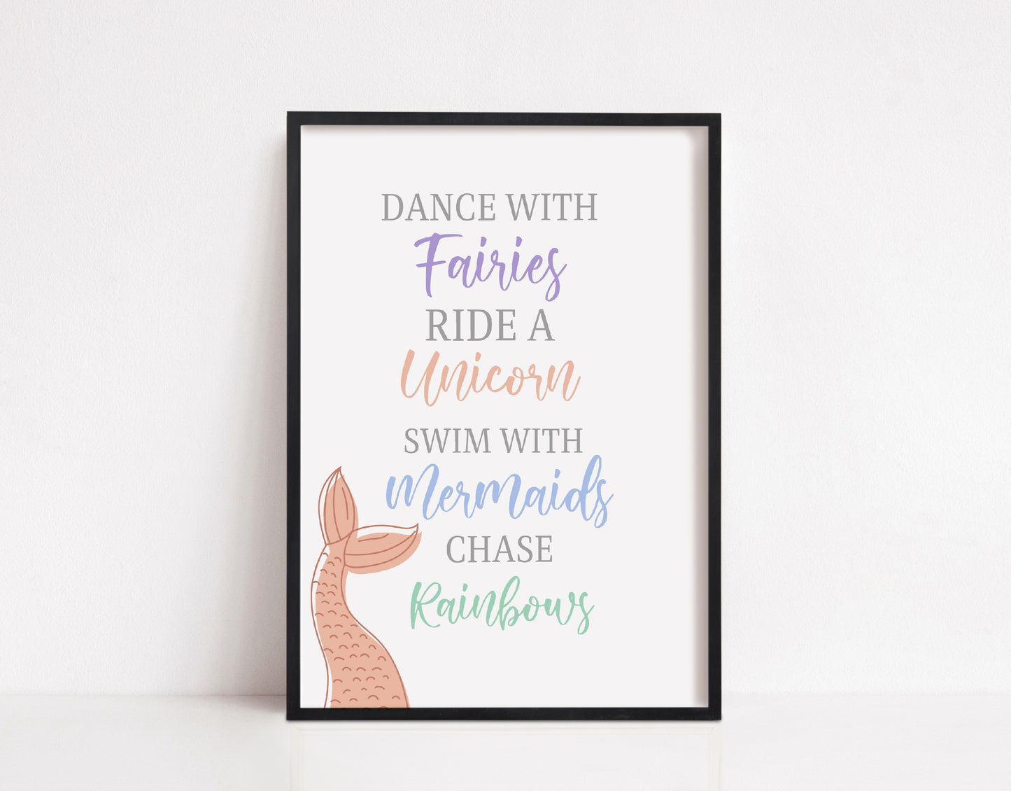 Girly Print | Bedroom Print | Girls Bedroom Print | Mermaid Print | Unicorn Print | Rainbows Print | Fairies Print