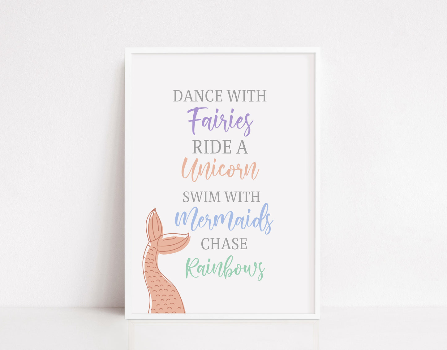 Girly Print | Bedroom Print | Girls Bedroom Print | Mermaid Print | Unicorn Print | Rainbows Print | Fairies Print