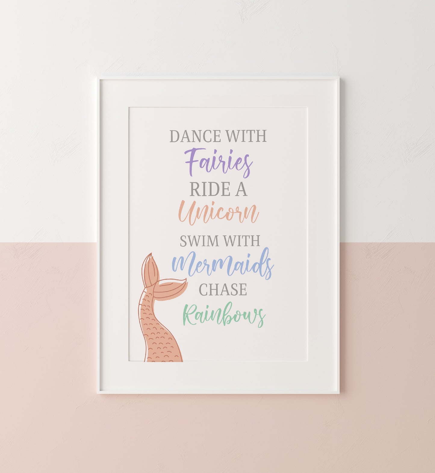 Girly Print | Bedroom Print | Girls Bedroom Print | Mermaid Print | Unicorn Print | Rainbows Print | Fairies Print