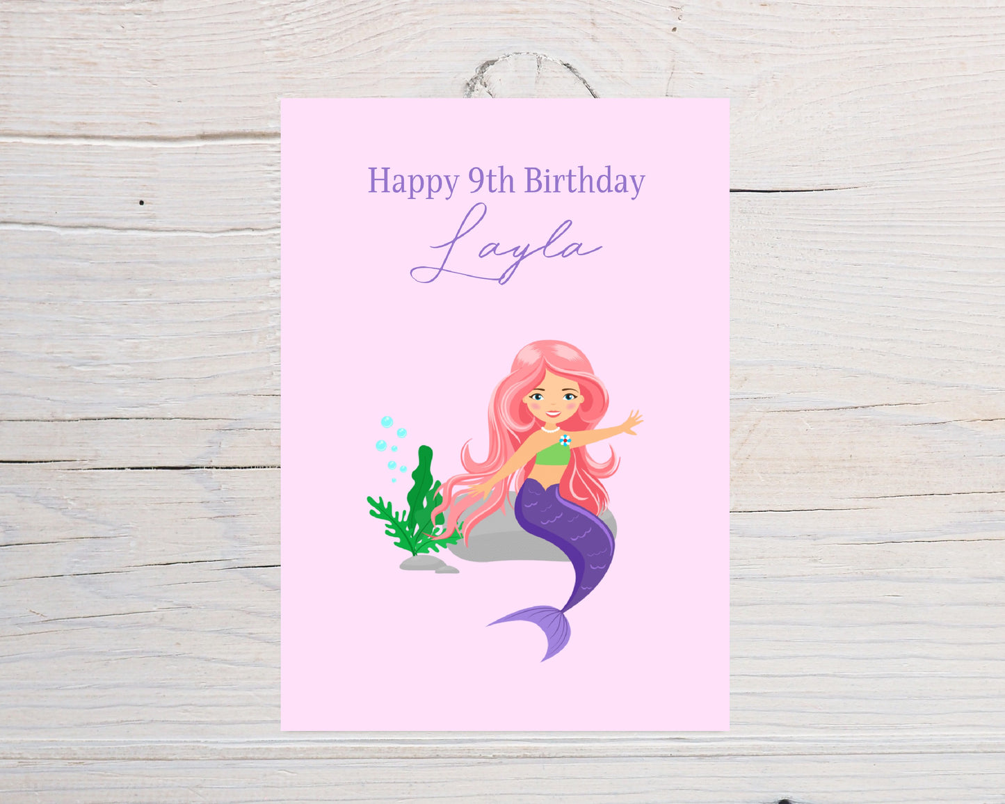 Birthday Card | Children's Mermaid Card (Design 3) | Personalised Card