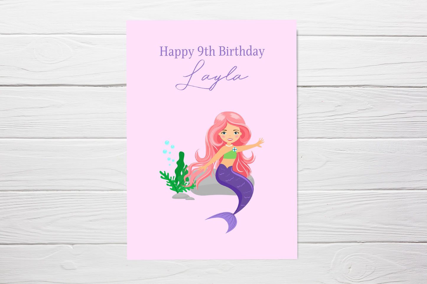 Birthday Card | Children's Mermaid Card (Design 3) | Personalised Card