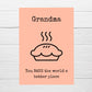 SALE - Birthday Card | Mother's Day Card | Grandma, You BAKE The World A Better Place | Funny Card
